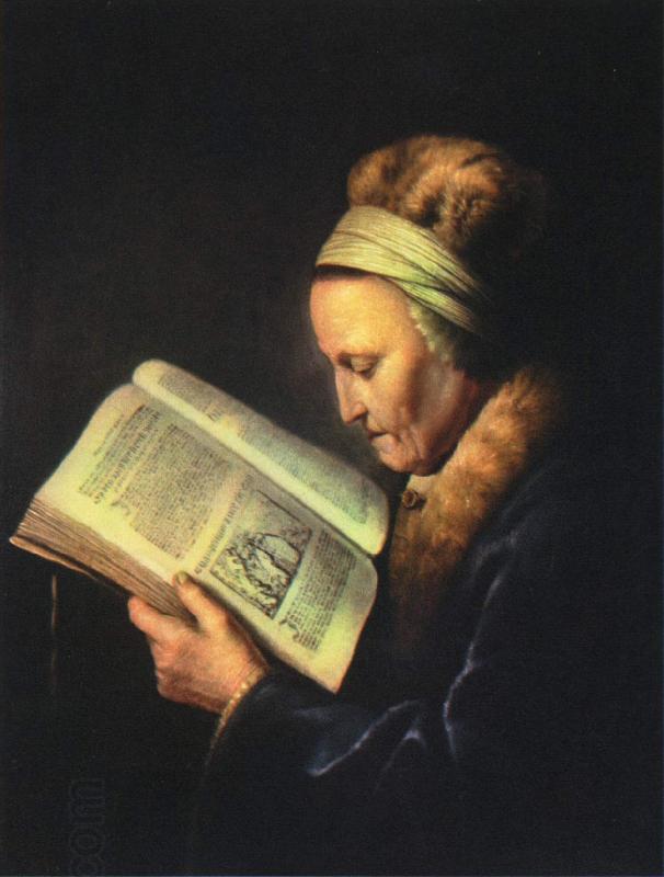 Gerrit Dou Portrait of an old woman reading China oil painting art